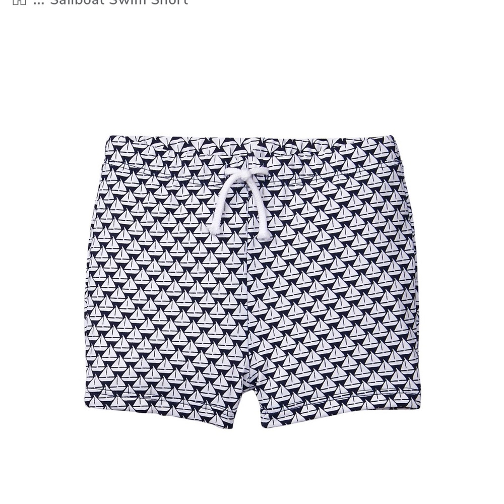 Janie and Jack baby boy 0-3 month navy & white sailboat swim short